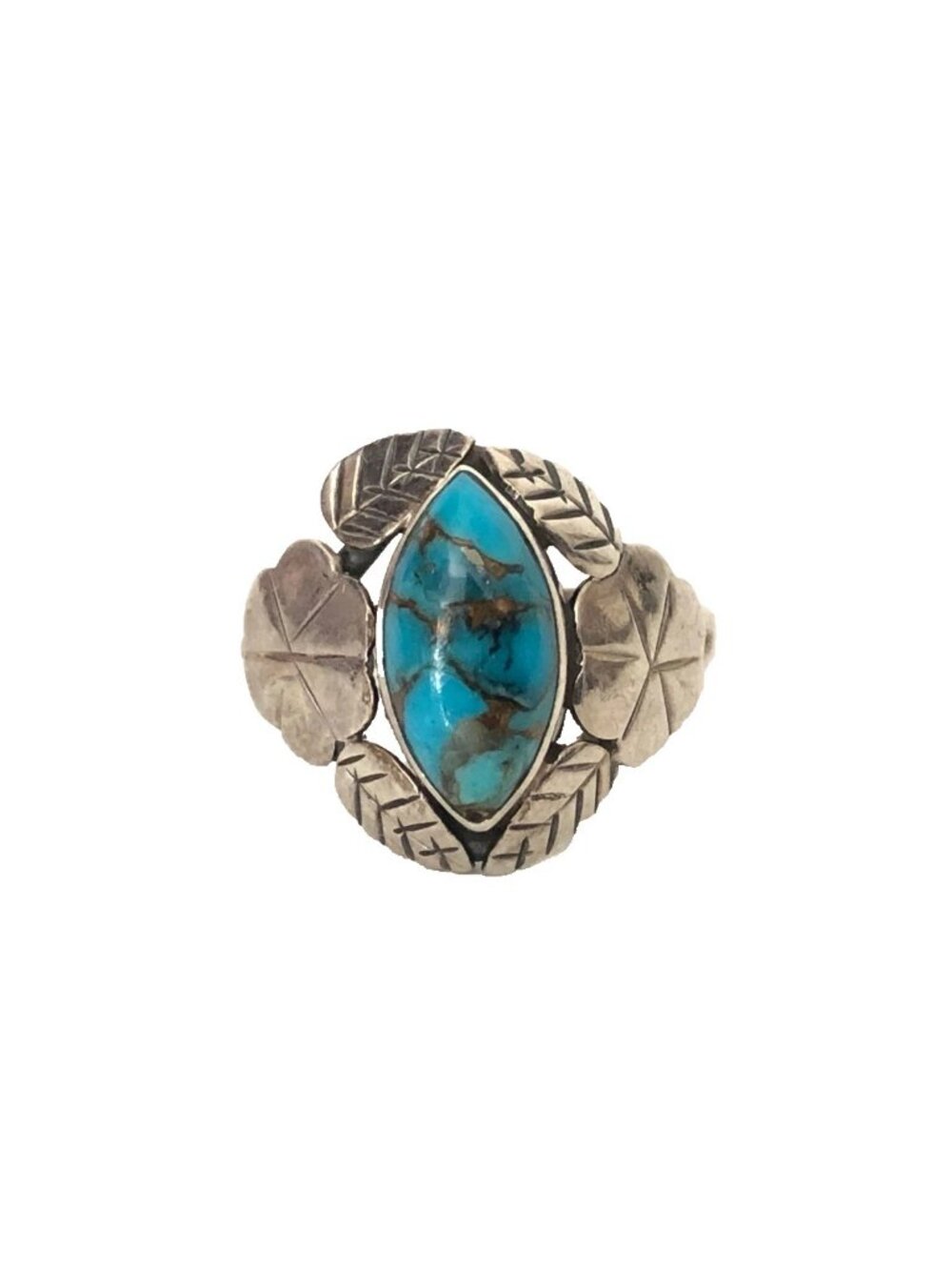 Artisan Turquoise Copper Sterling Silver 925 Ring Design Sz 8.25 Southwestern